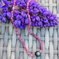 Tahitian Pearl Necklace Choker with genuine garnet gemstone crystals, black south sea pearl
