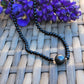 Tahitian Pearl Necklace Choker with genuine real black onyx gemstone crystals, black south sea pearl