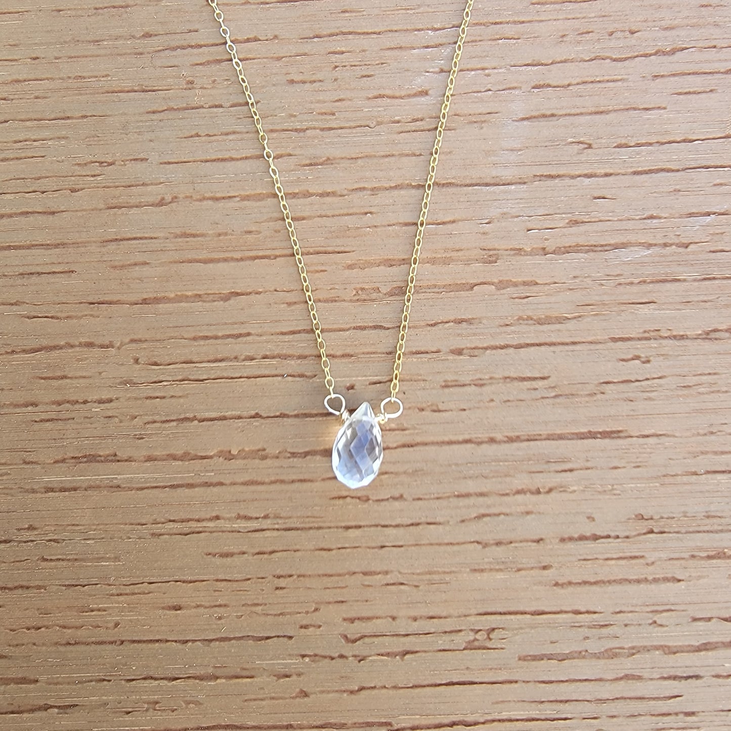 Clear Rock Crystal Quartz Floating Necklace Crystal Gemstone Minimalist Jewelry April Birthstone