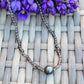 Tahitian Pearl Necklace Choker with genuine smoky quartz gemstone crystals, black south sea pearl