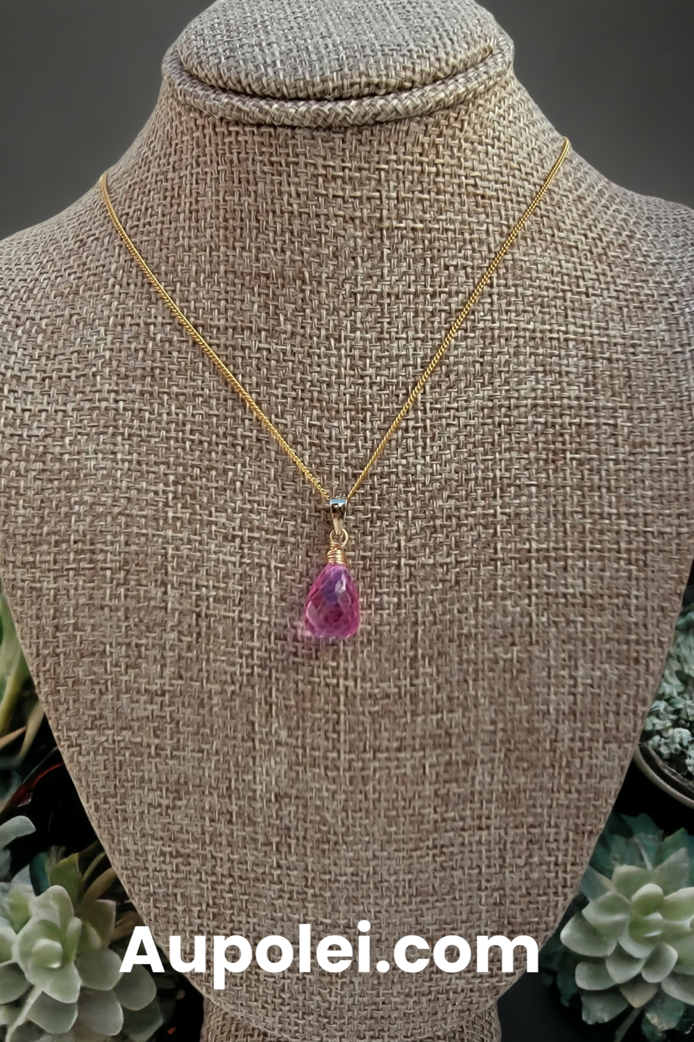 Pink Sapphire Necklace Genuine Gemstone Handmade Briolette September  Birthstone