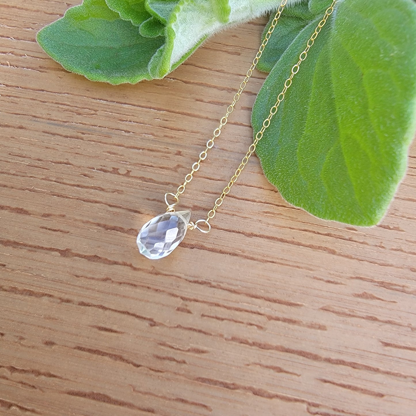 Clear Rock Crystal Quartz Floating Necklace Crystal Gemstone Minimalist Jewelry April Birthstone