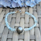 Tahitian Pearl Bracelet with genuine real aquamarine gemstones crystals, black south sea pearl 