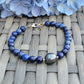 Tahitian Pearl Bracelet with genuine real lapis Kazuki  gemstones crystals, black south sea pearl 