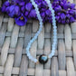 Tahitian Pearl Necklace Choker Aquamarine Gemstone Crystals 14K Gold Filled Unique Gift for Her Wedding Bridal Anniversary