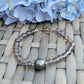 Tahitian Pearl Bracelet with genuine real blue smoky quartz  gemstone crystals, black south sea pearl