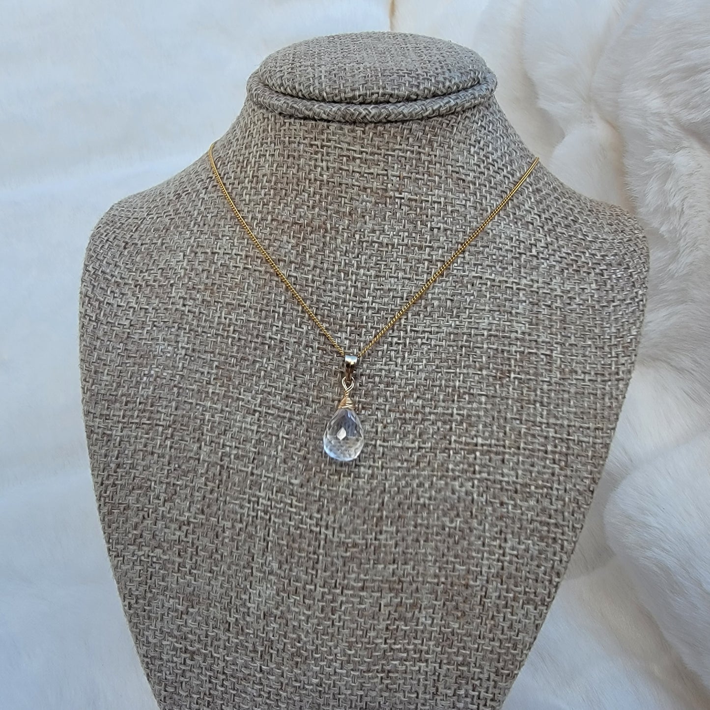 Rock Crystal Quartz Necklace Genuine Clear Quartz April Birthstone Handmade Drop Necklace