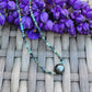 Tahitian Pearl Necklace Choker with genuine real African Turquiose gemstone crystals, black south sea pearl