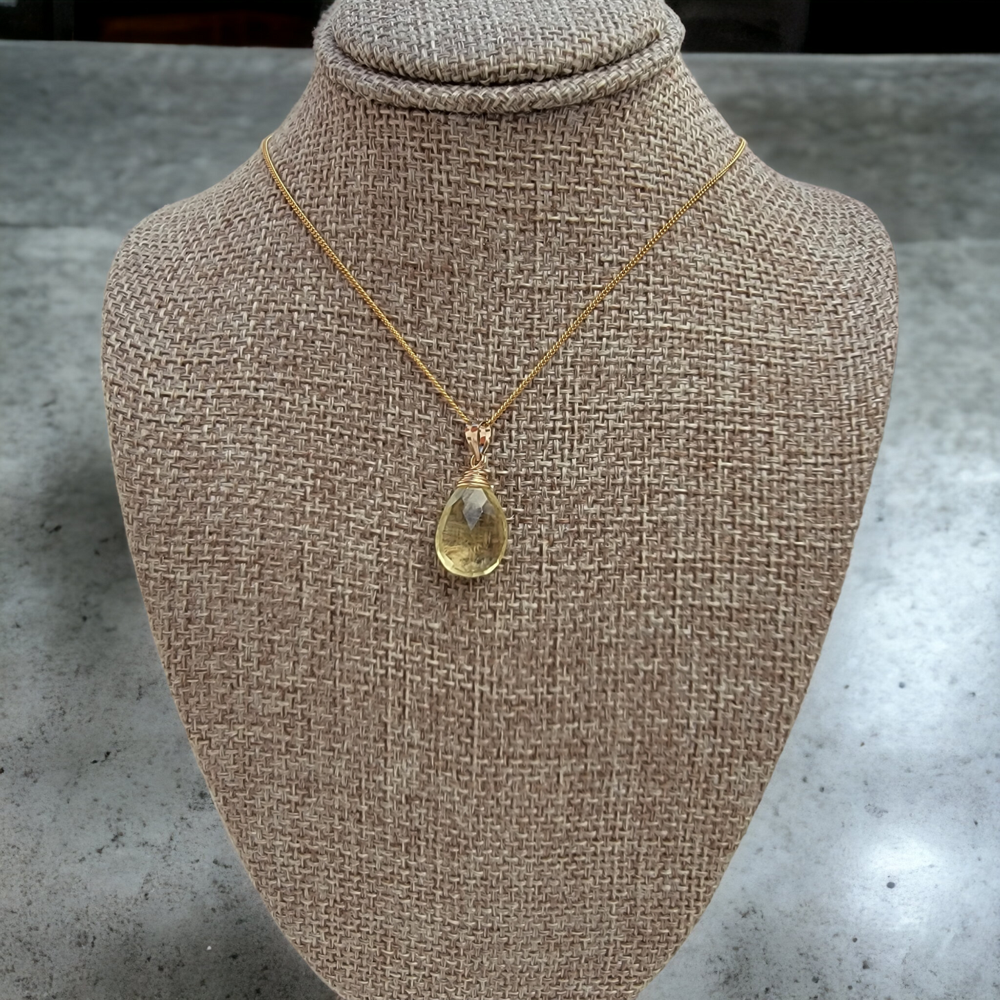 Lemon Quartz  Gemstone  Necklace 14K Gold Filled Genuine handmade Best gift for Her Natural