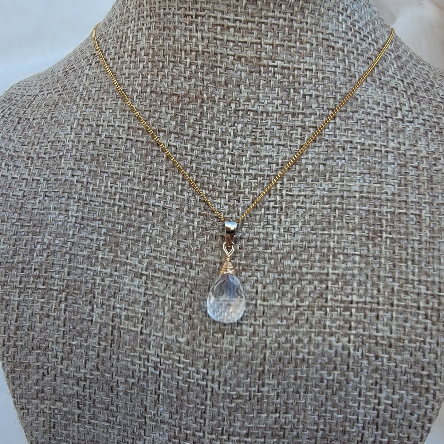 Rock Crystal Quartz Necklace Genuine Clear Quartz April Birthstone Handmade Drop Necklace