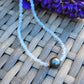 Tahitian Pearl Necklace Choker with genuine real opal gemstone crystals, black south sea pearl