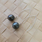 Tahitian Pearl Earrings Dangle Drop set in Solid Sterling Silver Barouqe June Birthstone Black South Sea Pearl