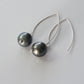 Tahitian Pearl Earrings Dangle Drop set in Solid Sterling Silver Barouqe June Birthstone Black South Sea Pearl