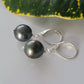 Tahitian Pearl Earrings in Sterling Silver Drop Dangle Leverback June Birthstone Black South Sea Pearl
