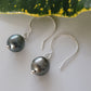 Black Tahitian Pearl Earrings in Sterling Silver Dangle Drop Handmade Boho June Birthstone South Sea Pearl