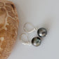 Tahitian Pearl Earrings in Sterling Silver Drop Dangle Leverback June Birthstone Black South Sea Pearl