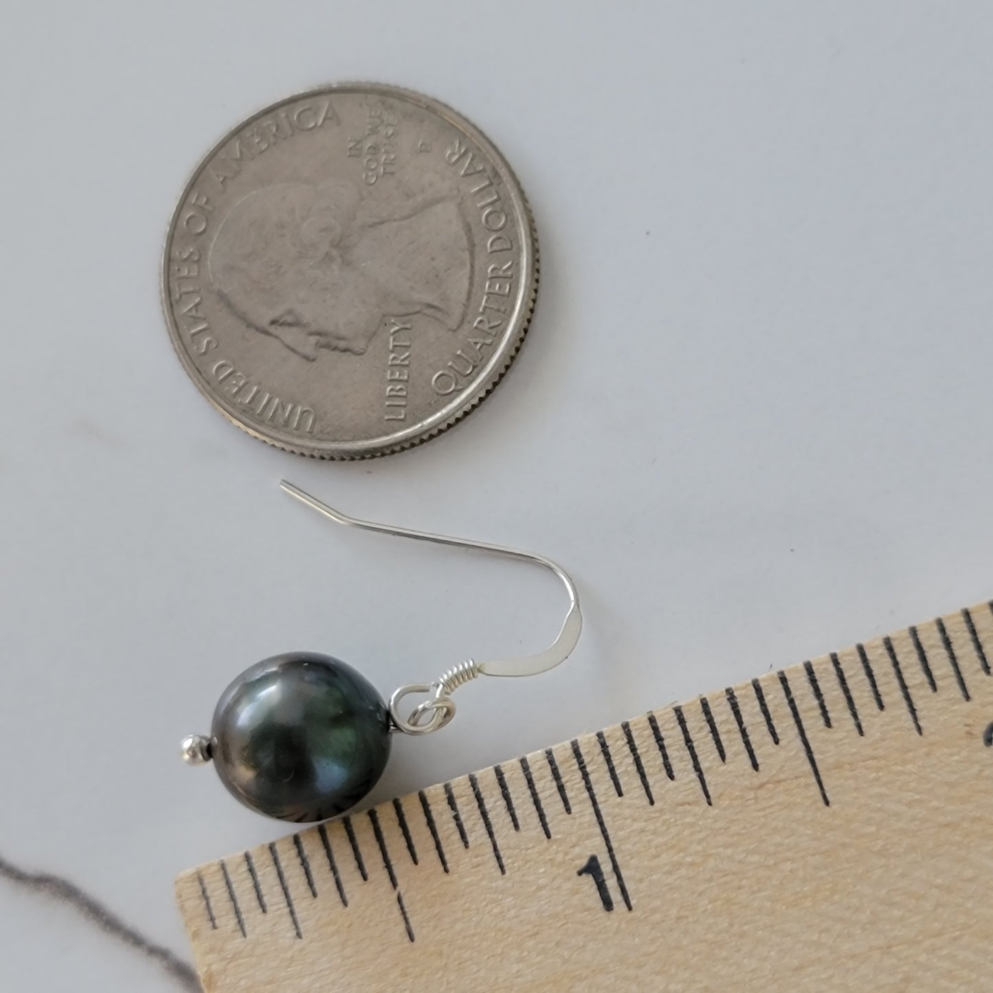 Genuine Tahitian Pearl Earrings Sterling Silver Boho Barouqe Drop Dangle June Birthstone Black South Sea Pearl