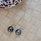 Tahitian Pearl Earrings Black Baroque Southsea Dangle Drop in Solid Sterling Silver June Birthstone  Handmade