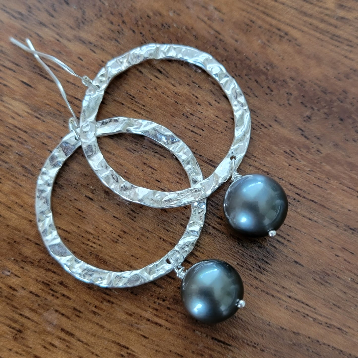 Tahitian Pearl Earrings Large Dangle Statement Sterling Silver June Birthstone Black South Sea Pearl