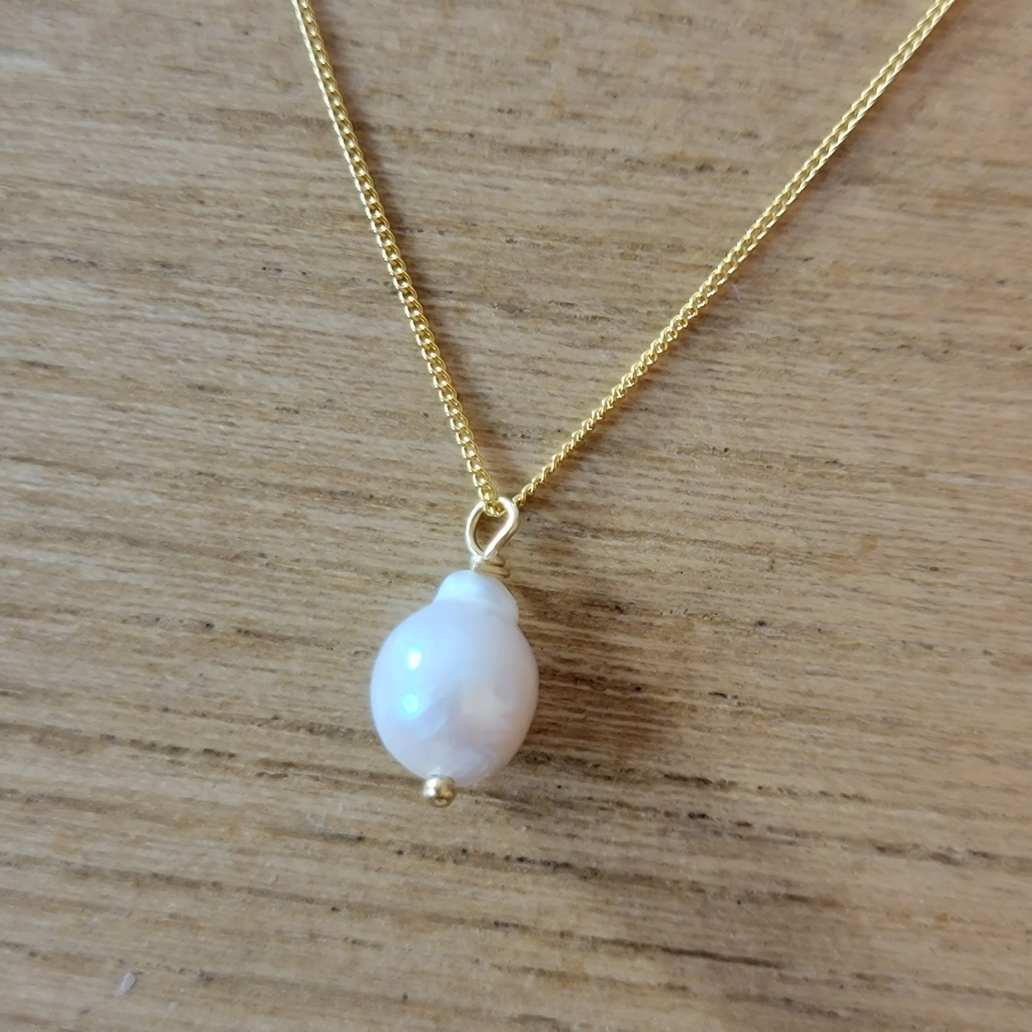 Baroque Pearl Drop Necklace 14K Gold Filled Dainty Delicate Necklace June Birthstone