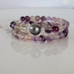 Flourite Wrap Bracelet Gemstone set in Memory Wire with Black Swarovski Pearl