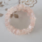 Rose Pink Quarts Wrap Bracelet Gemstone Raw Chips set in Memory Wire