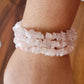 Rose Pink Quarts Wrap Bracelet Gemstone Raw Chips set in Memory Wire