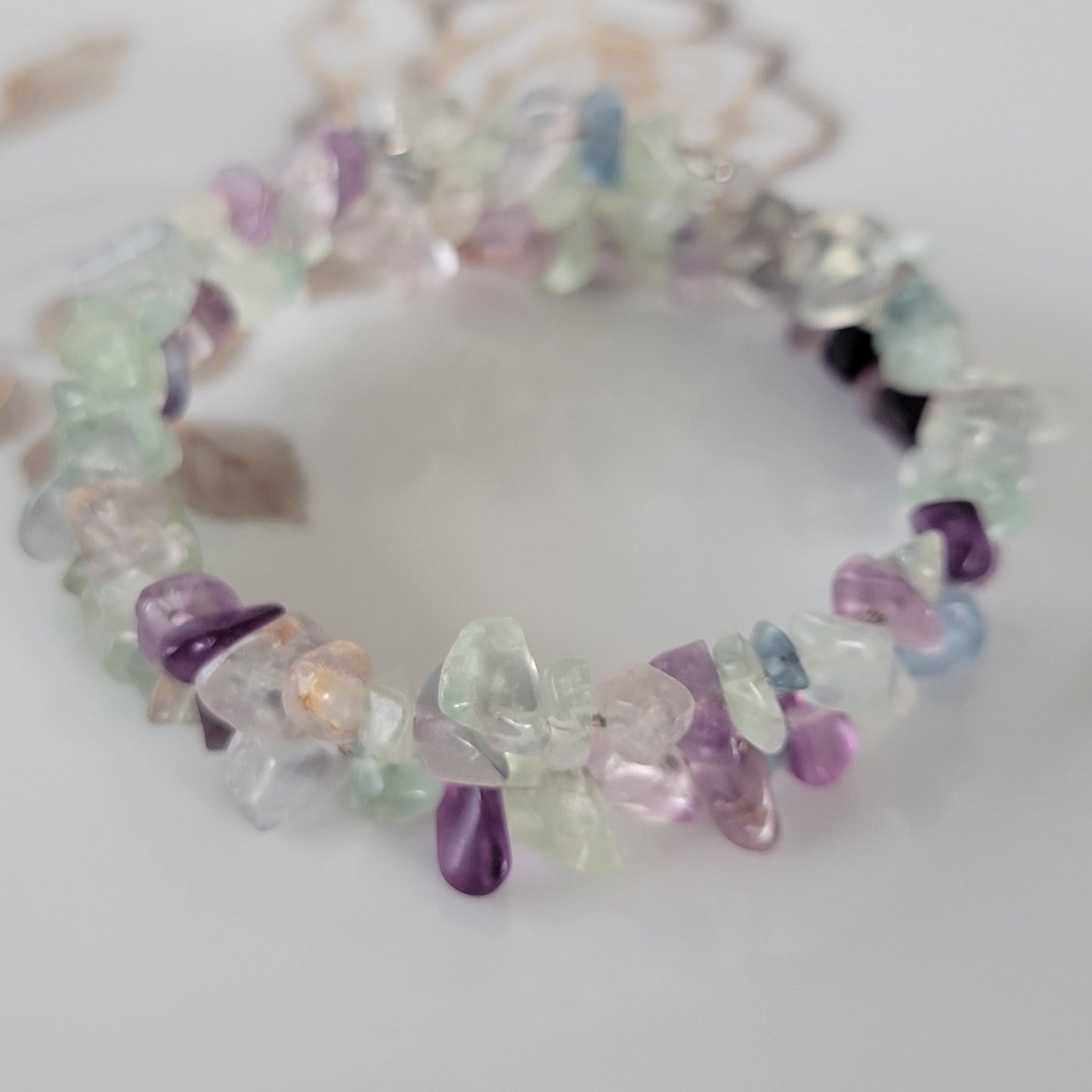 Flourite Wrap Bracelet Gemstone Raw Chips set in Memory Wire