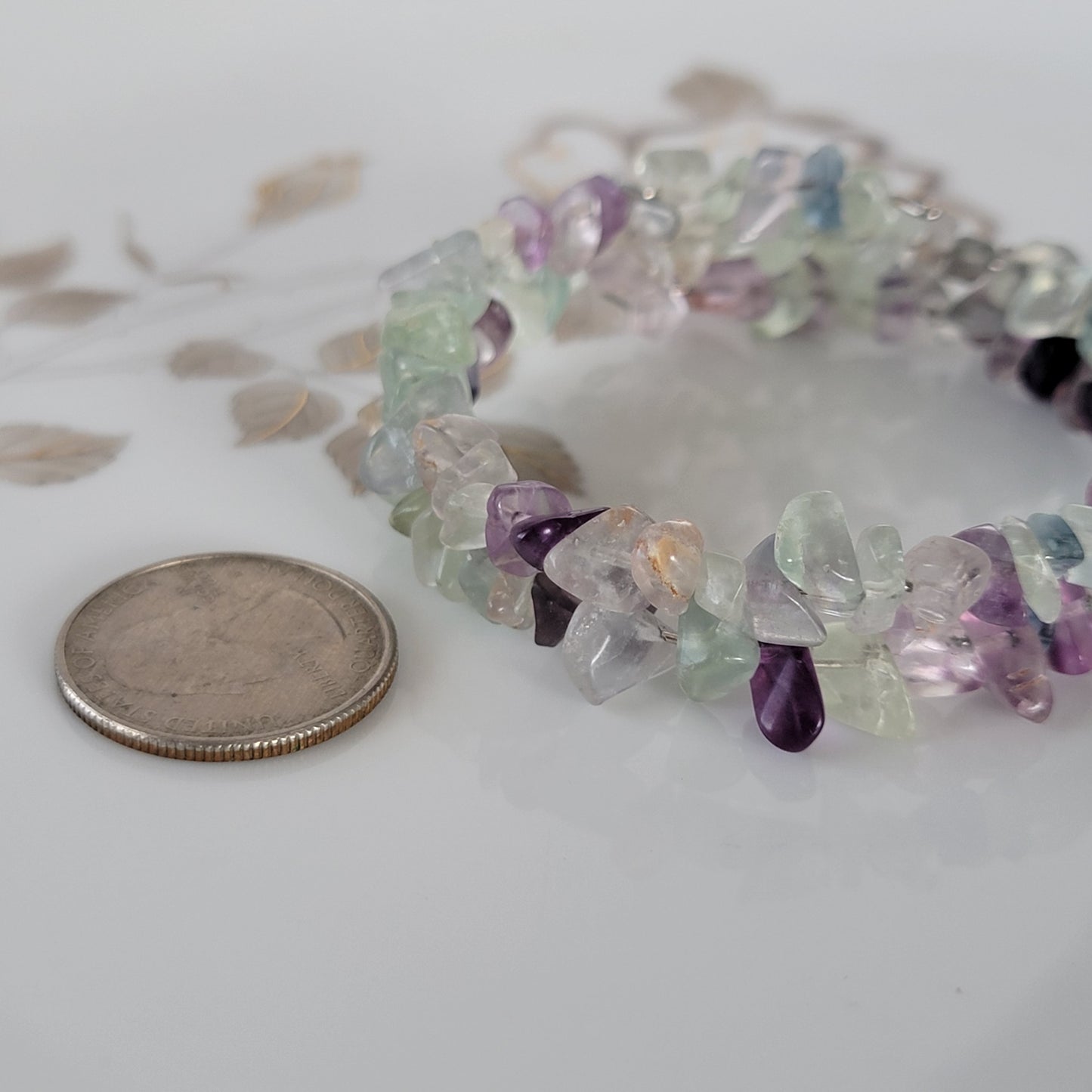 Flourite Wrap Bracelet Gemstone Raw Chips set in Memory Wire