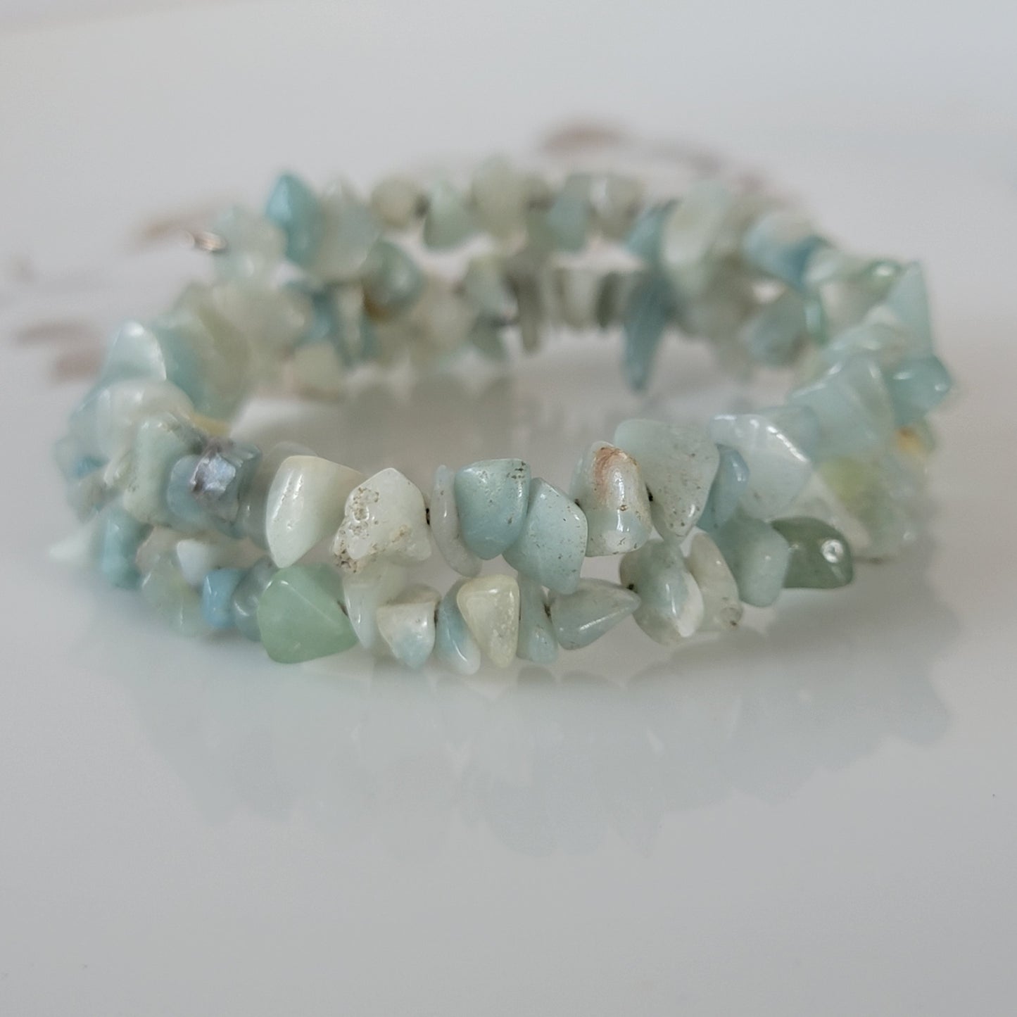 Amazonite Wrap Bracelet Gemstone Raw Chips set in Memory Wire