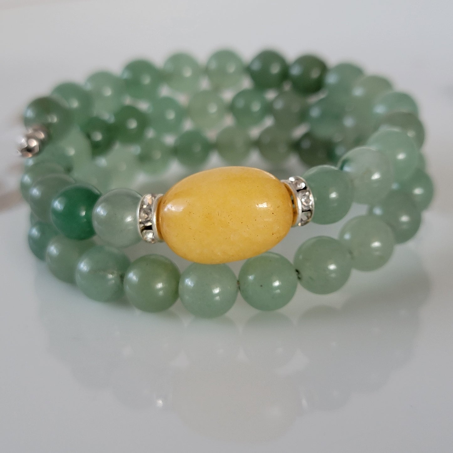 Wrap Bracelet Gemstone Yellow Chalcedony Aventurine set in Memory Wire