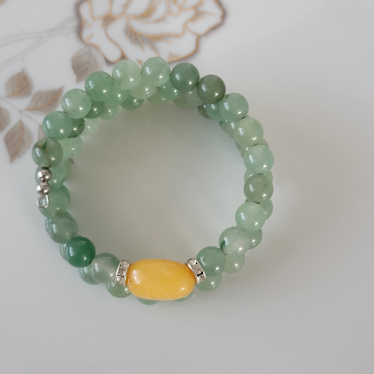 Wrap Bracelet Gemstone Yellow Chalcedony Aventurine set in Memory Wire