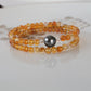 Orange Carnelian Wrap Bracelet Gemstone  set in Memory Wire Black swarovski Pearl