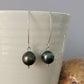 Tahitian Pearl Earrings Dangle Drop set in Solid Sterling Silver Barouqe June Birthstone Black South Sea Pearl
