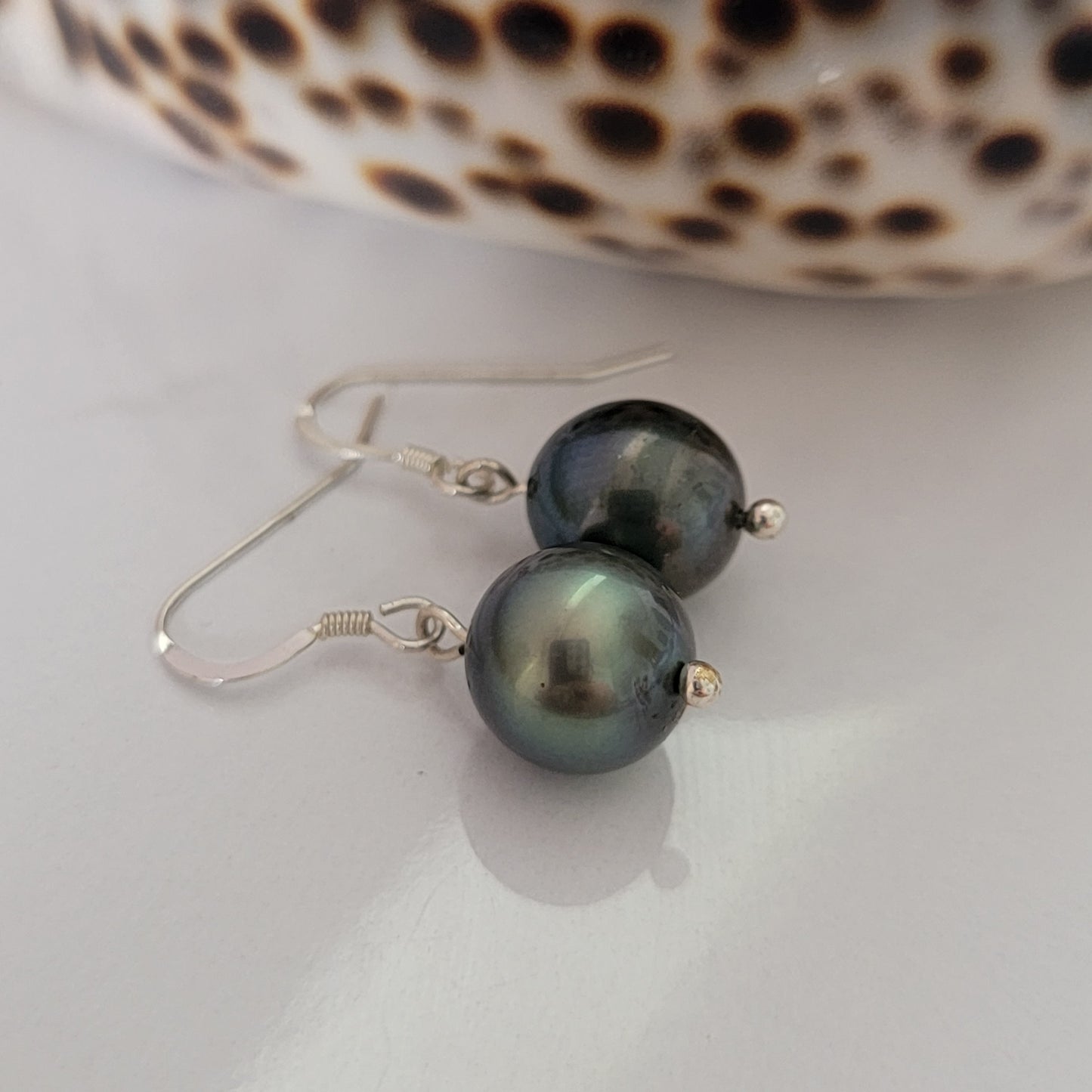 Genuine Tahitian Pearl Earrings Sterling Silver Boho Barouqe Drop Dangle June Birthstone Black South Sea Pearl