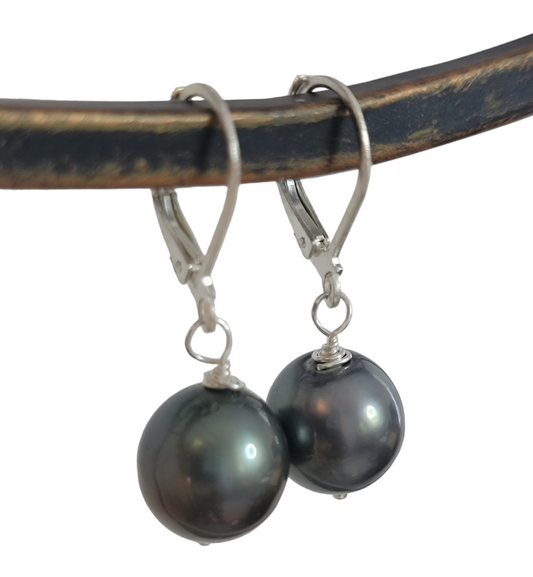 Tahitian Black Pearl Earrings Dangle