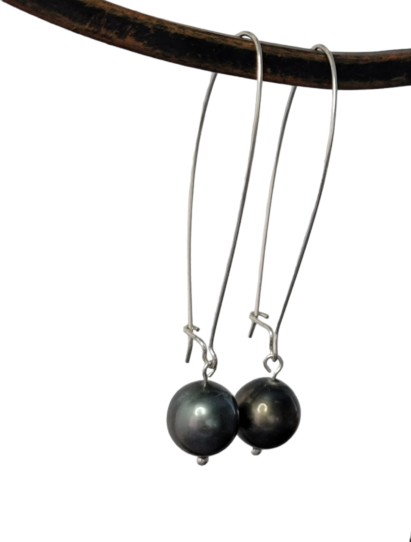 TAHITIAN BLACK PEARL EARRINGS DANGLE 