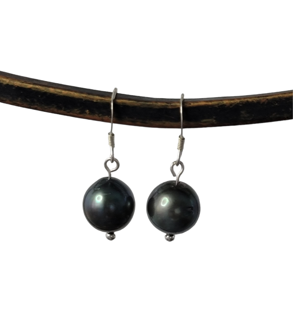 Tahitian Black Pearl Earrings Dangle