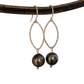 Black Tahitian Pearl Earrings Drop Dangle Sterling Silver June Birthstone Black South Sea Pearl