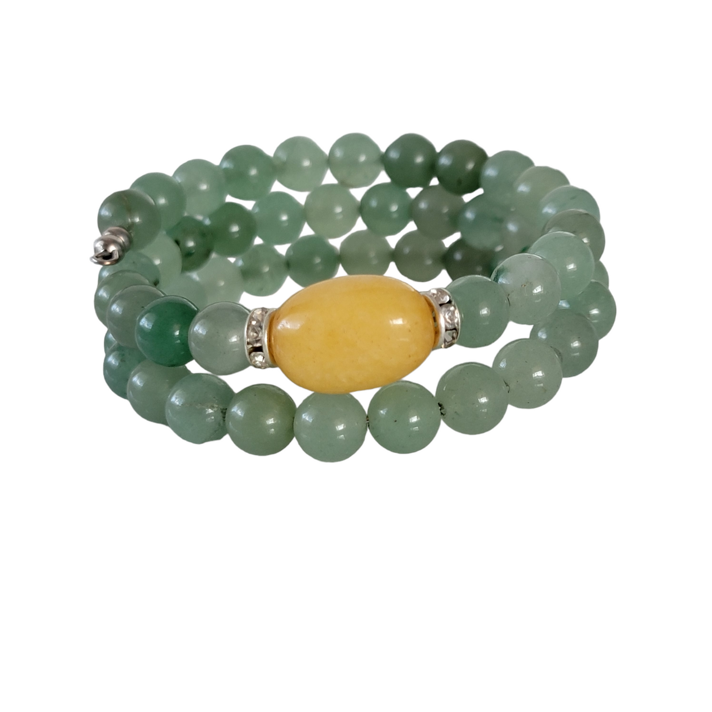 Wrap Bracelet Gemstone Yellow Chalcedony Aventurine set in Memory Wire