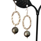 Tahitian Pearl Earrings Dangle Drop Statement  in Sterling Silver June Birthstone Black South Sea Pearl